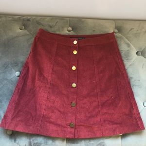 Small Red Corduroy Mini Skirt